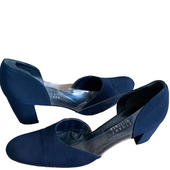 Staurt Weitzman Navy Blue Satin Heels - Picture 4 of 6